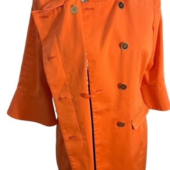 Etcetera Spring Trench Coat Coral with Gold Buttons and Polka Dot Lining - Picture 5 of 11